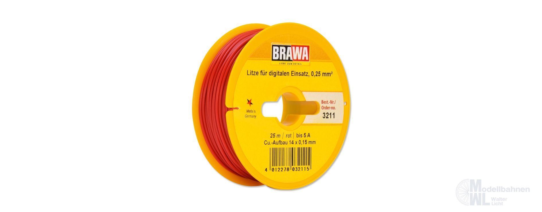 Brawa 3211 - Einzelader 0,25 qmm rot 25 Meter